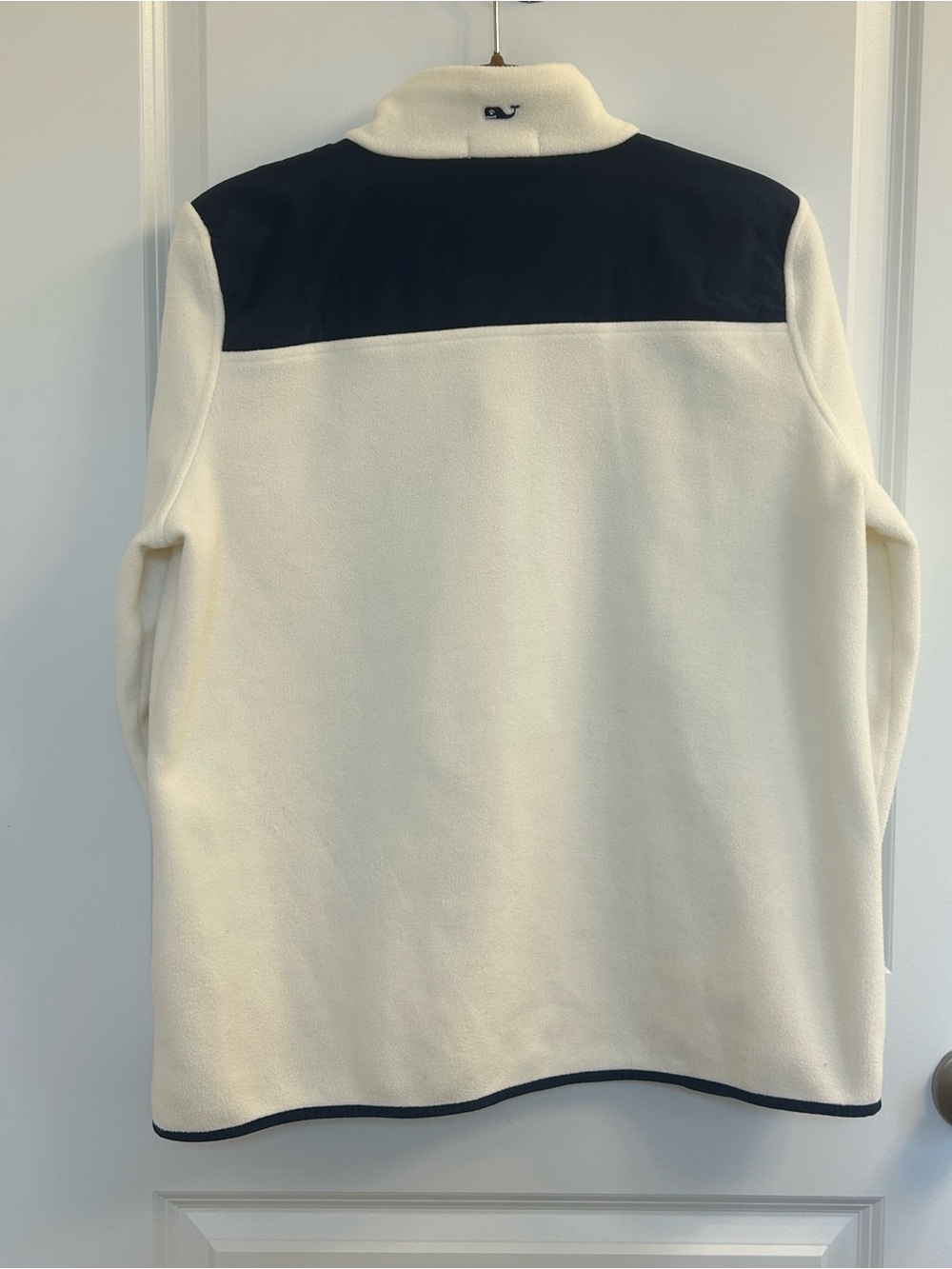 Vineyard Vines Cream Fleece Crewneck with Navy Accents - Picture 2 of 5